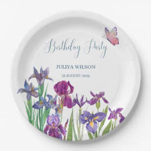 Iris flowers Birthday Party  Paper Plate