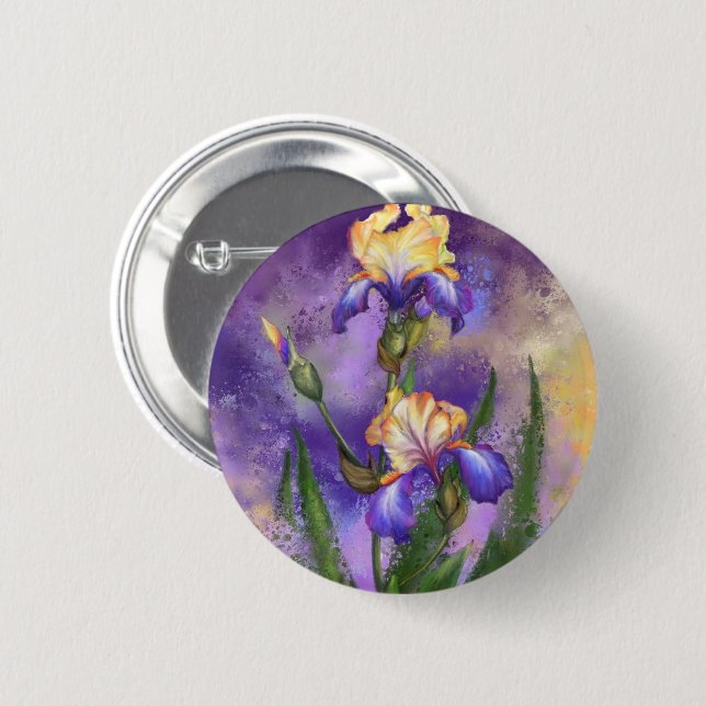 Iris Flowers Button (Front & Back)