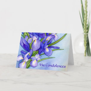 Iris Flowers Condolences Custom Greeting Cards