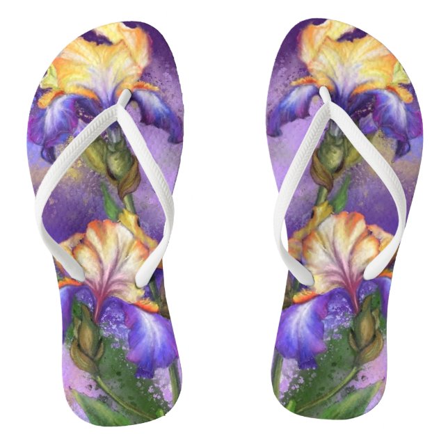 Iris Flowers Flip Flops with Irises (Footbed)