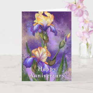 Iris Flowers Happy Anniversary Card