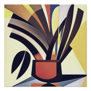 Iris Flowers In A Vase Abstract Geometric Art Poster