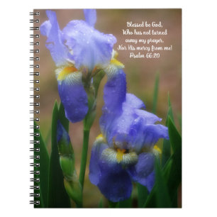 Iris Flowers in Rain Bible Verse Prayer Journal