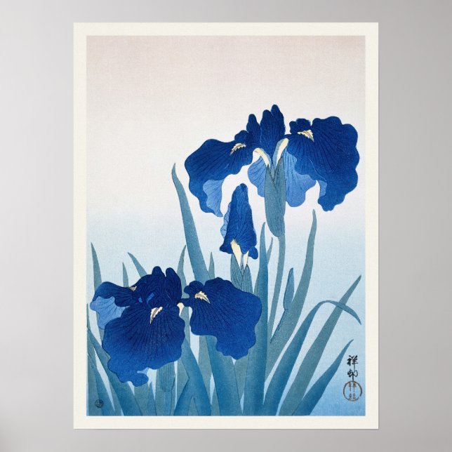 Iris Flowers Ohara Koson Vintage Japanese Print (Front)