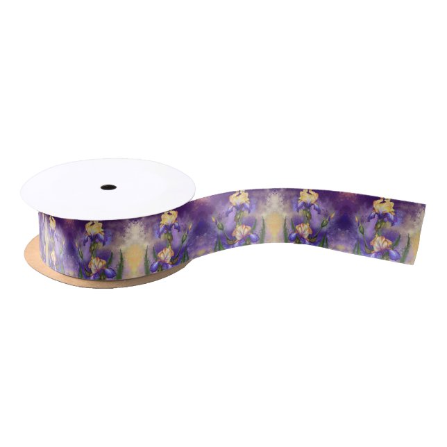Iris Flowers Ribbon Irises Satin Ribbon (Spool)