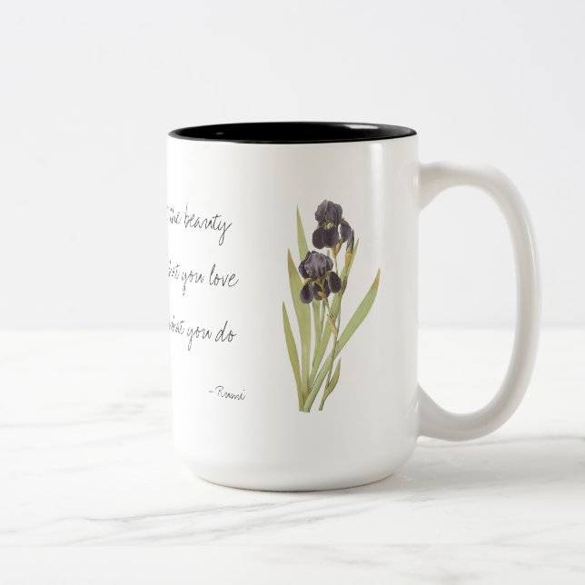 Iris Flowers Two-Tone Coffee Mug (Right)