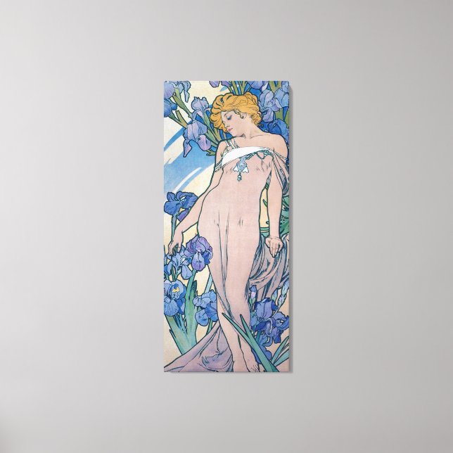 Iris (Four Flowers), Alphonse Mucha Canvas Print (Front)