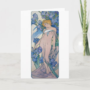 Iris (Four Flowers), Alphonse Mucha Card