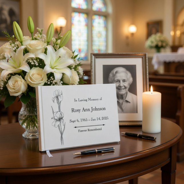Iris Funeral Guest Book – In Loving Memory (Creator Uploaded)