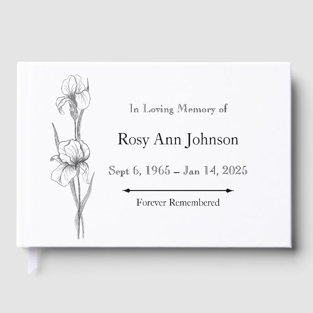 Iris Funeral Guest Book – In Loving Memory (Front)