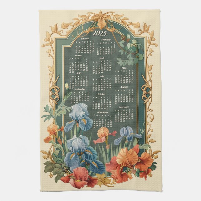 Iris Garden 2025 Gift Calendar Kitchen Towel (Vertical)
