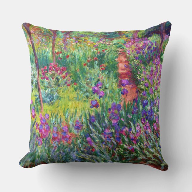 Iris Garden at Giverny Claude Monet Fine Art Throw Pillow (Front)