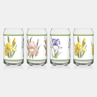 Iris Garden Botanical Art Assortment Can Glass Set