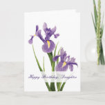 Iris Garden Daughter Birthday Card<br><div class="desc">Two beautiful Louisiana irises grace the front of this birthday card. Drawn with pastels, the purple irises create a delicate and eye-catching design to honour your daughter. The words “Happy Birthday, Daughter” are written across the front. The inside holds a sweet sentiment that you can either keep or customize. Make...</div>