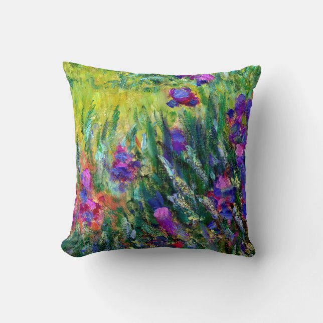 Iris Garden in Giverny Claude Monet Fine Art Throw Pillow (Front)