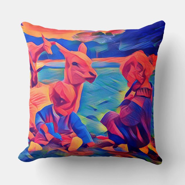 Iris & Gloria Throw Pillow (Front)