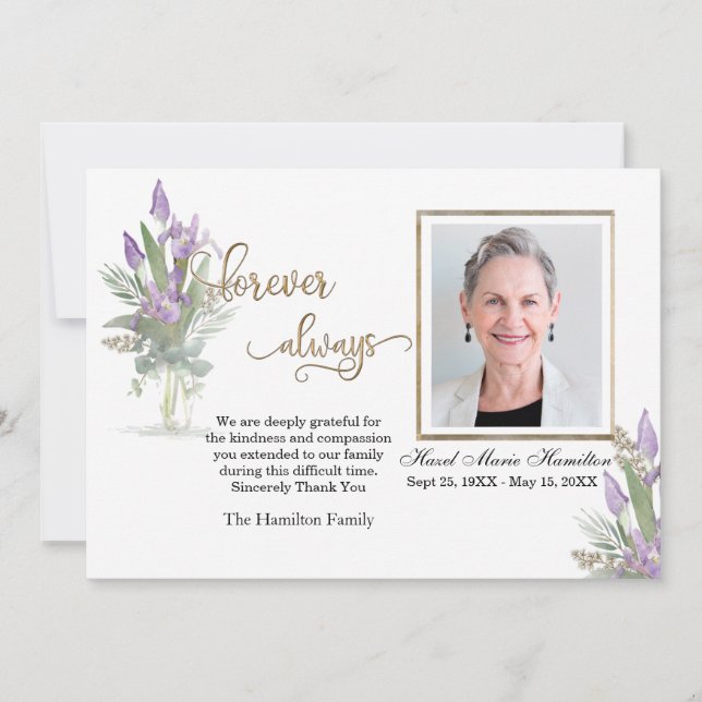 Iris - Gold Sympathy Thank You Personalized Photo (Front)