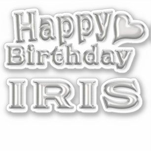 Iris Happy Birthday silver Sticker