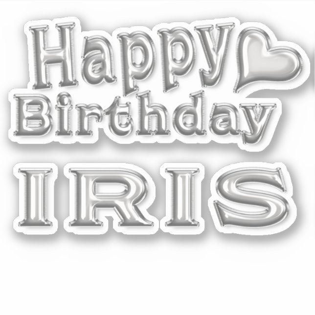 Iris Happy Birthday silver Sticker (Front)