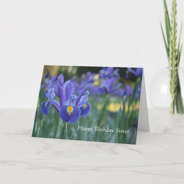 Iris Happy Birthday Sister greeting card (Front)