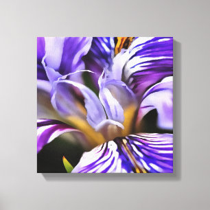 Iris In Violet Lilac and Purple Botanical Art Canvas Print
