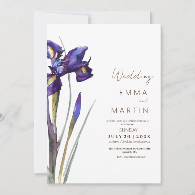 Iris Invitations pour Mariage Mariage de fleurs (Devant)