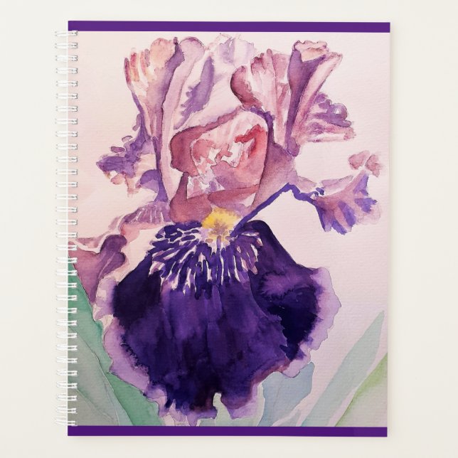 Iris iris glorieux violet fleurs d'aquarelle Art (Devant)