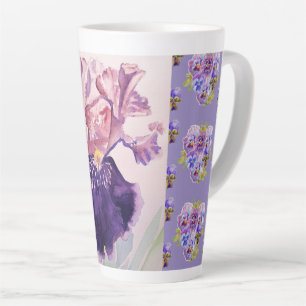 Iris Iris Irises, Peint À La Main, Mug De Latte Fl