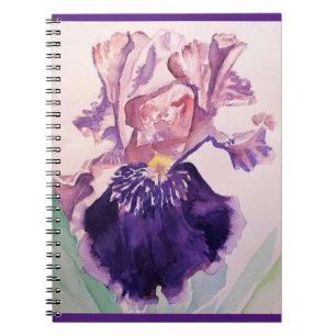 Iris irises Glorious Purple Flower Watercolor Art Notebook