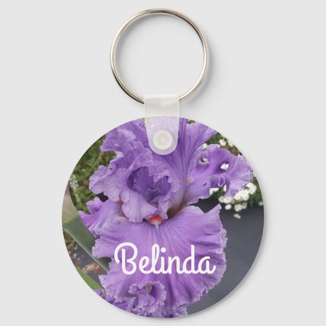 Iris Irises Purple Flower Floral Lavender  Keychain (Front)