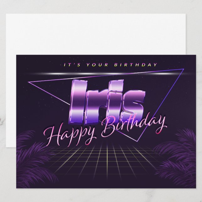 Iris Name First name pura retro card Birthday (Front/Back)