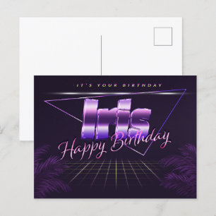 Iris Name Vorname lila Postkarte Geburtstag Postcard