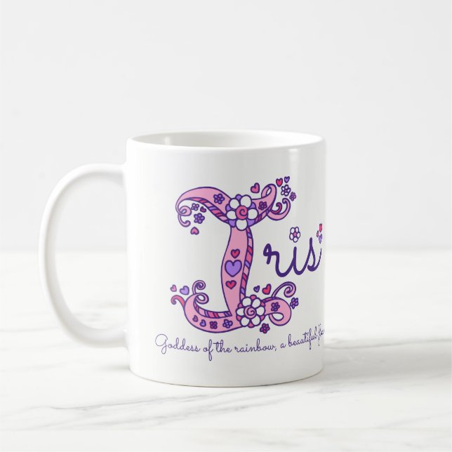 Iris nom signifiant I monogramme décoratif mug (Gauche)