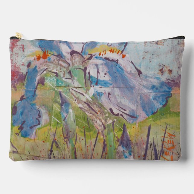 Iris On Collage Painting / Artist Larry Lerew Accessory Pouch (Front)