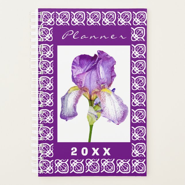 Iris pourpre | Aquarelle Floral Art Planner (Devant)