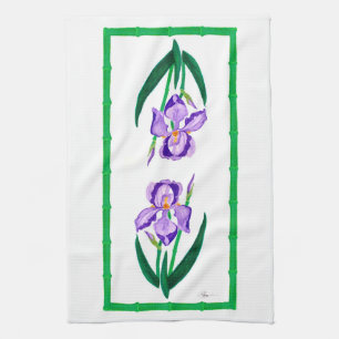 Iris pourpre (équilibre vert) 16" x 24" serviette