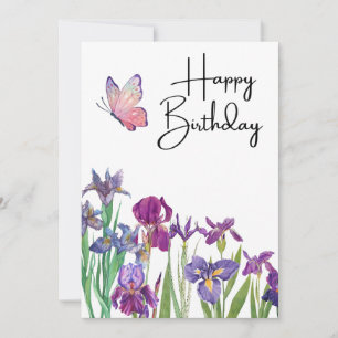 Iris Pumila watercolour birthday card