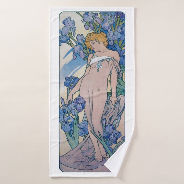 Iris (Quatre Fleurs), Alphonse Mucha (Serviette de bain)