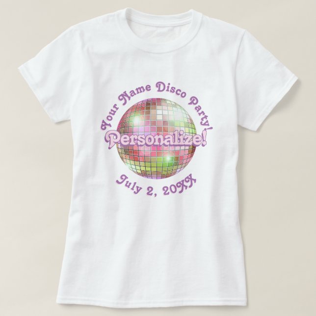 Iris Retro Disco Ball PERSONALIZED T-Shirt (Design Front)