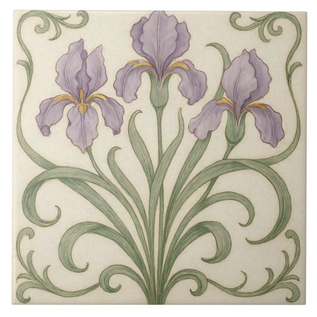 Iris Reverie: Nouveau Botanical Tile (Front)