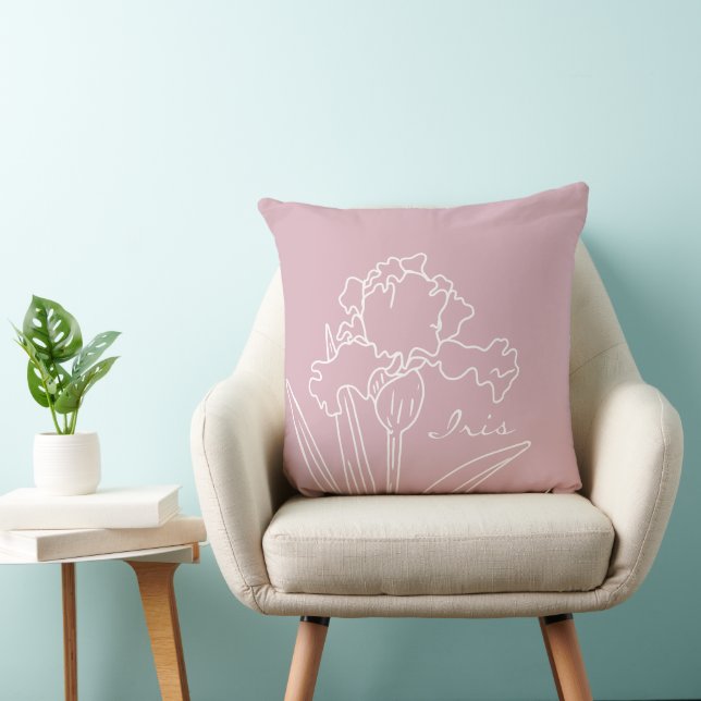 Iris Spring Flower Modern Floral Sketch Home  Throw Pillow (Chair)