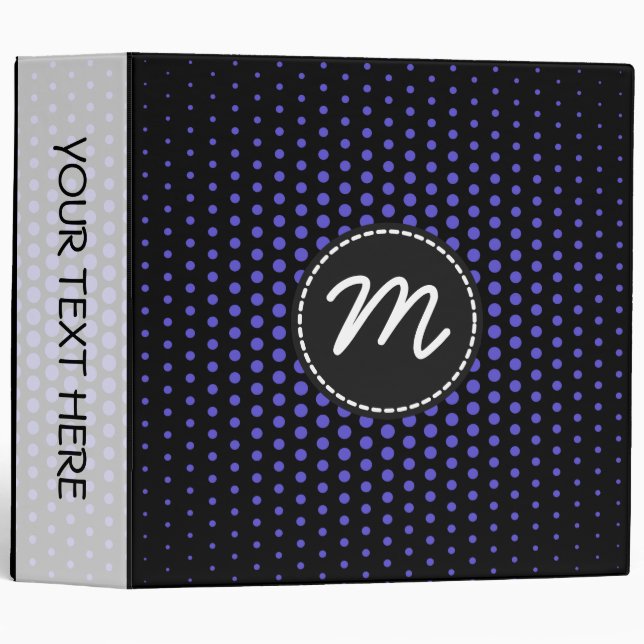 Iris Techno Dots Modern Monogram Binder (Front/Spine)