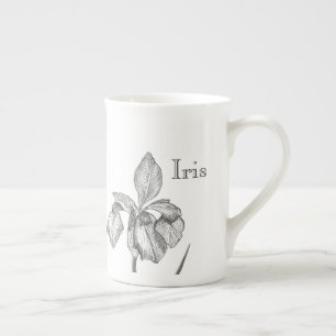 Iris to customize or personalize bone china mug