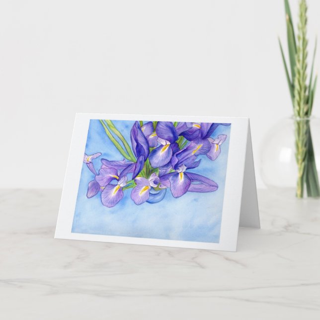 Iris Vase Blank Greeting Card (Front)