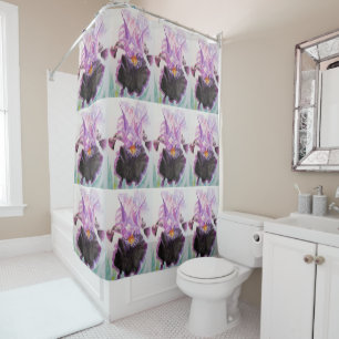 Iris violet Aquarelle Peinture Douche Rideau
