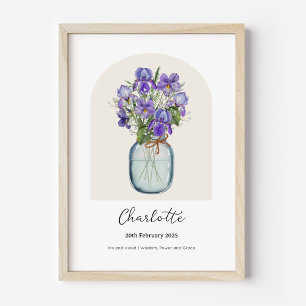 Iris Violet Birth Month Flower Poster
