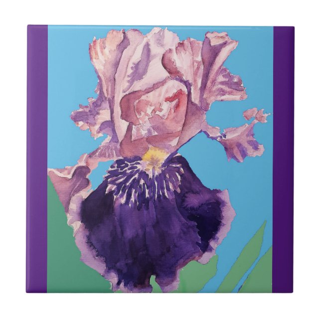 Iris violet Fleurs d'aquarelle irises Carreaux en  (Devant)