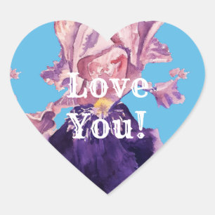 Iris Watercolor fleurs floral Love Sticker Set