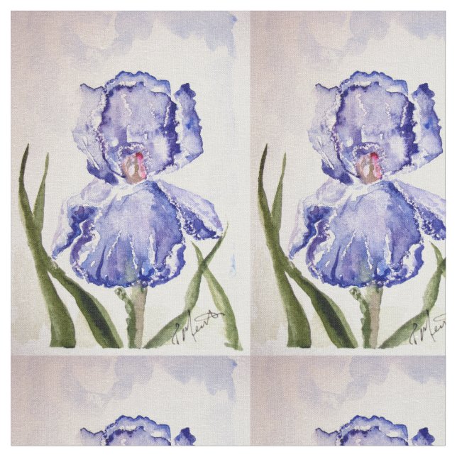 Iris Watercolor painting Fabric (Close Up)