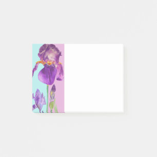 Iris Watercolor Pattern Purple Post it Notes